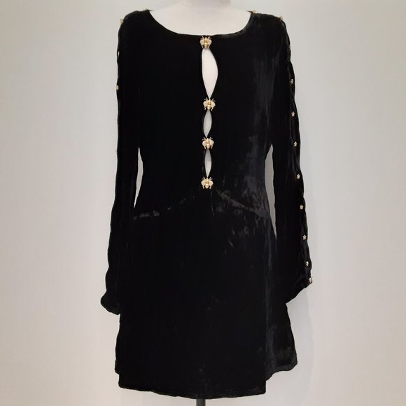 NWT FOR LOVE & LEMONS BLACK VELVET BEATRIX MINI DRESS - Picture 4 of 10
